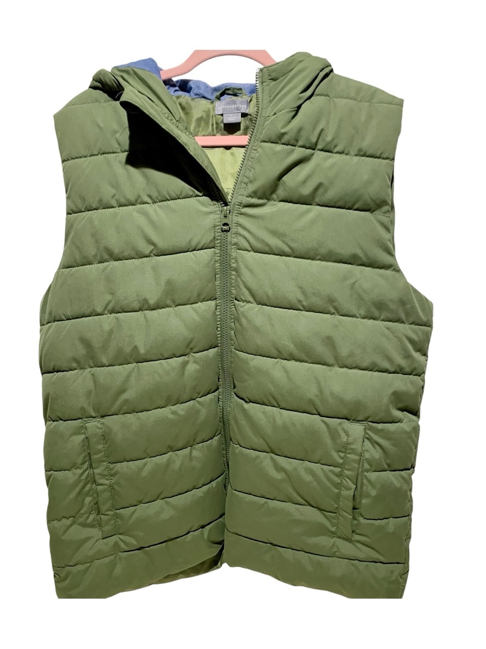 Women’s Peyton/Parker Olive Green Quilted Hooded Puffer Vest Size Large